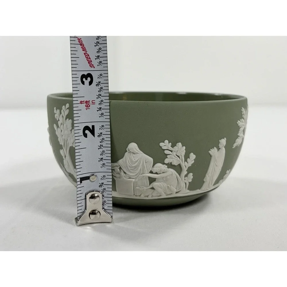 Vintage Wedgwood Sage Green Jasperware Bowl 5
